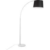 March Floor Lamp in White Marble, Nickel & Black Linen Shade